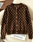 Gesine | Gebreid vest met polkadots en ronde halslijn