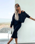 Senna | Set met Cold-Shoulder top & Midi-Rok