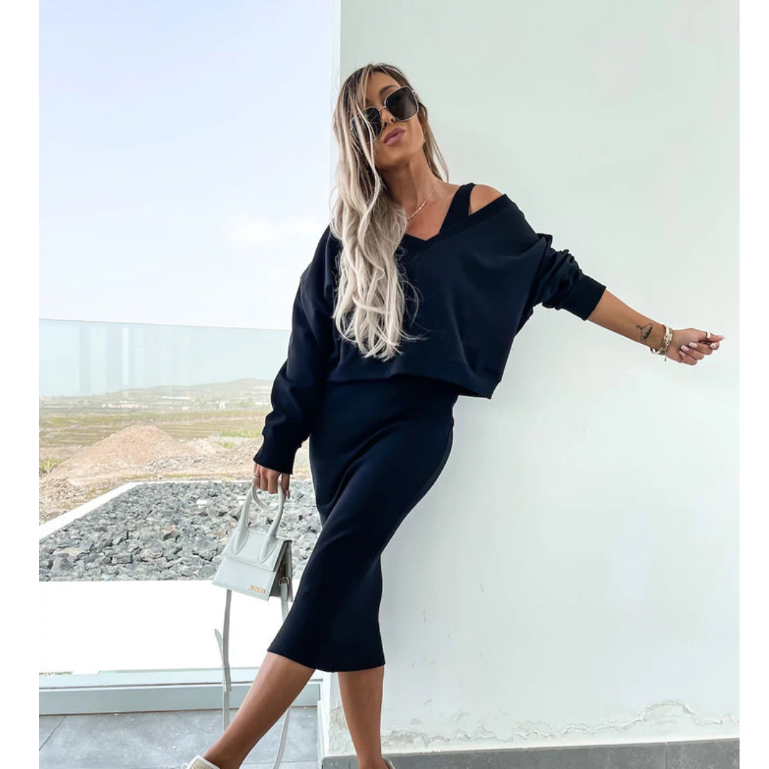 Senna | Set met Cold-Shoulder top &amp; Midi-Rok
