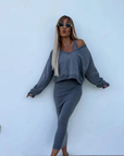 Senna | Set met Cold-Shoulder top & Midi-Rok