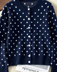 Gesine | Gebreid vest met polkadots en ronde halslijn