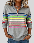 Prismette™ | Kleurrijke Gestreepte Half-Zip Sweatshirt