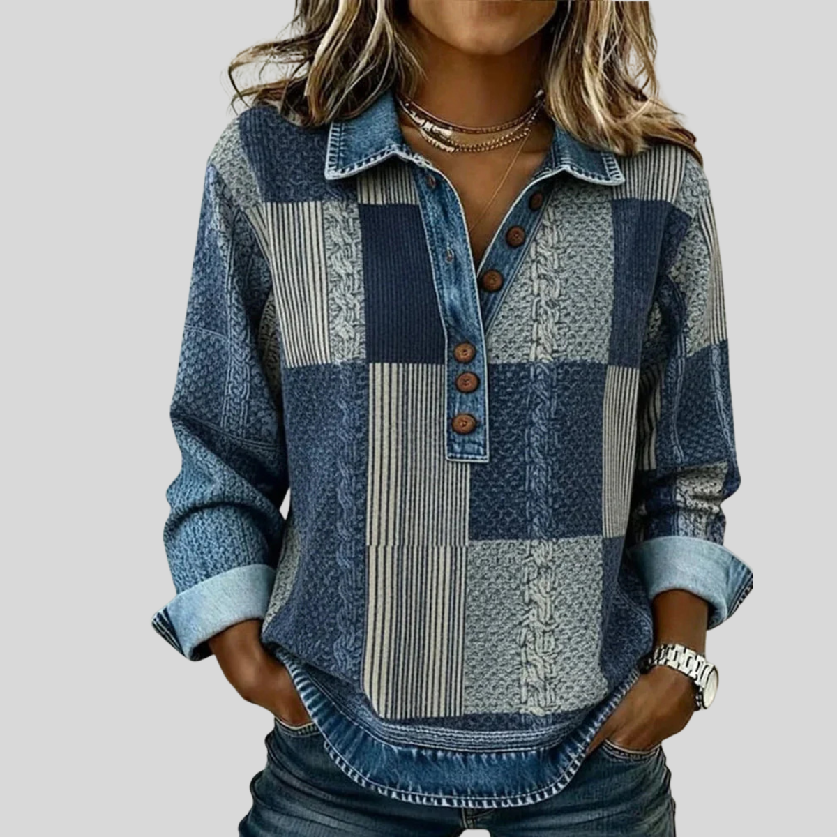 Meridell™ | Kleurblok Print Sweatshirt