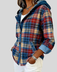 Hildred™ | Geruite Hooded Shacket