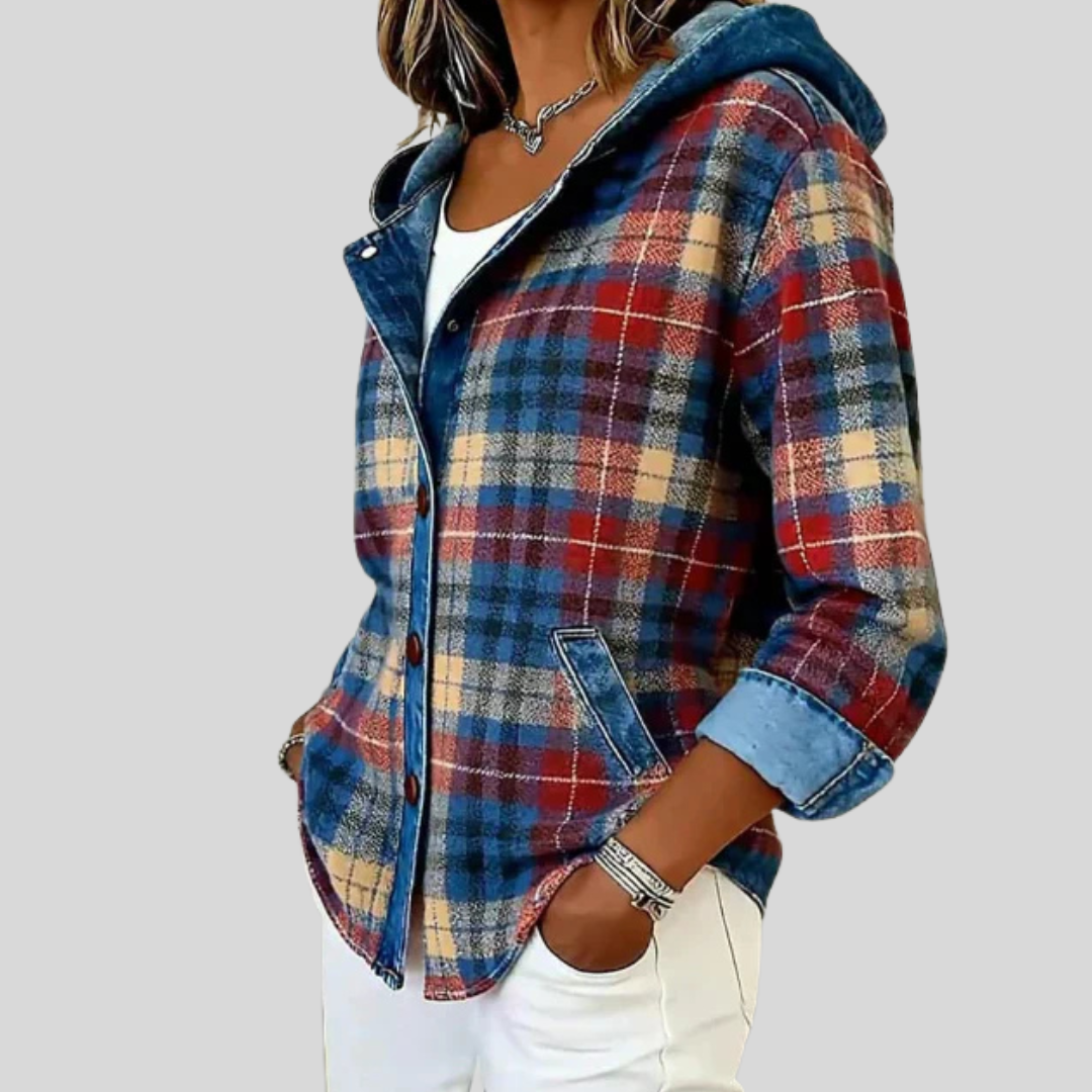 Hildred™ | Geruite Hooded Shacket