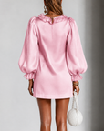 Rimpelige Puff-Mouw Losse Rechte Mini Jurk