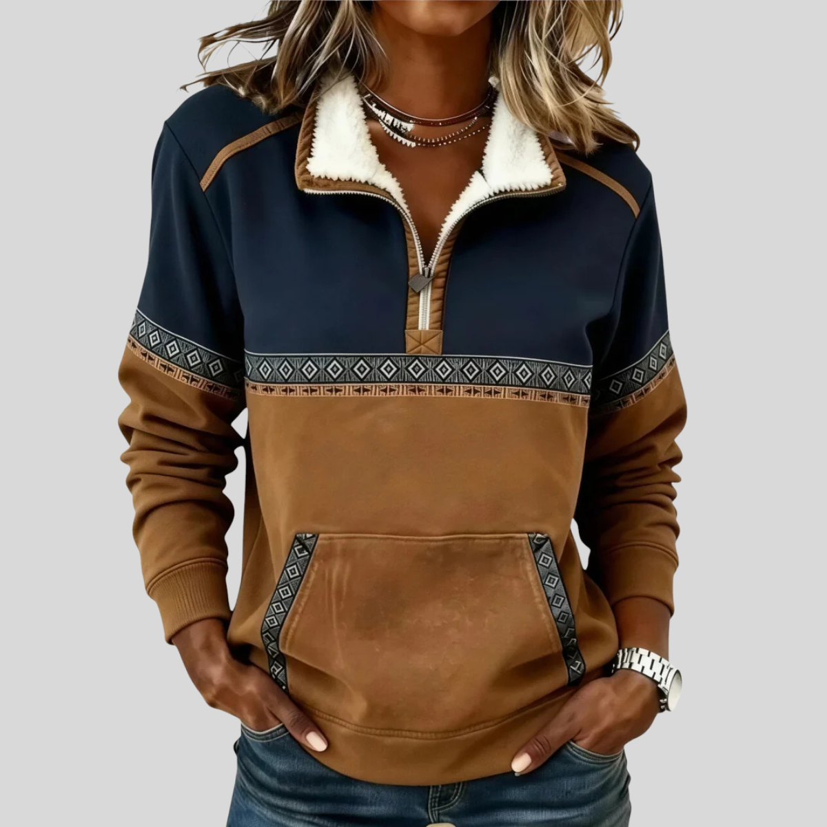 Ismay | Sherpa Kraag Half-Zip Pullover