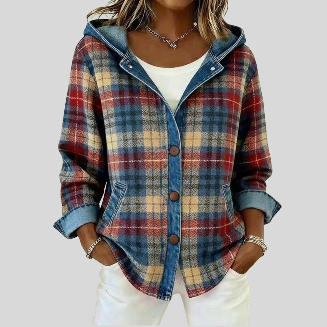 Hildred™ | Geruite Hooded Shacket