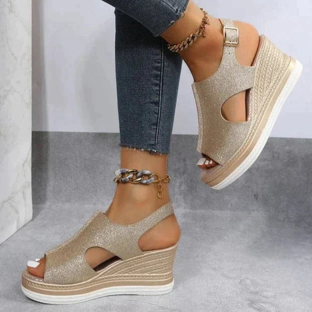 Margit – ontspannen metallic hak sandaal