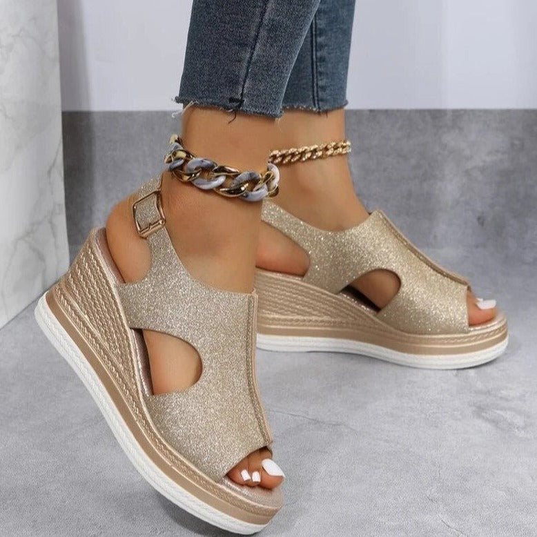 Margit – ontspannen metallic hak sandaal