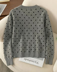 Gesine | Gebreid vest met polkadots en ronde halslijn
