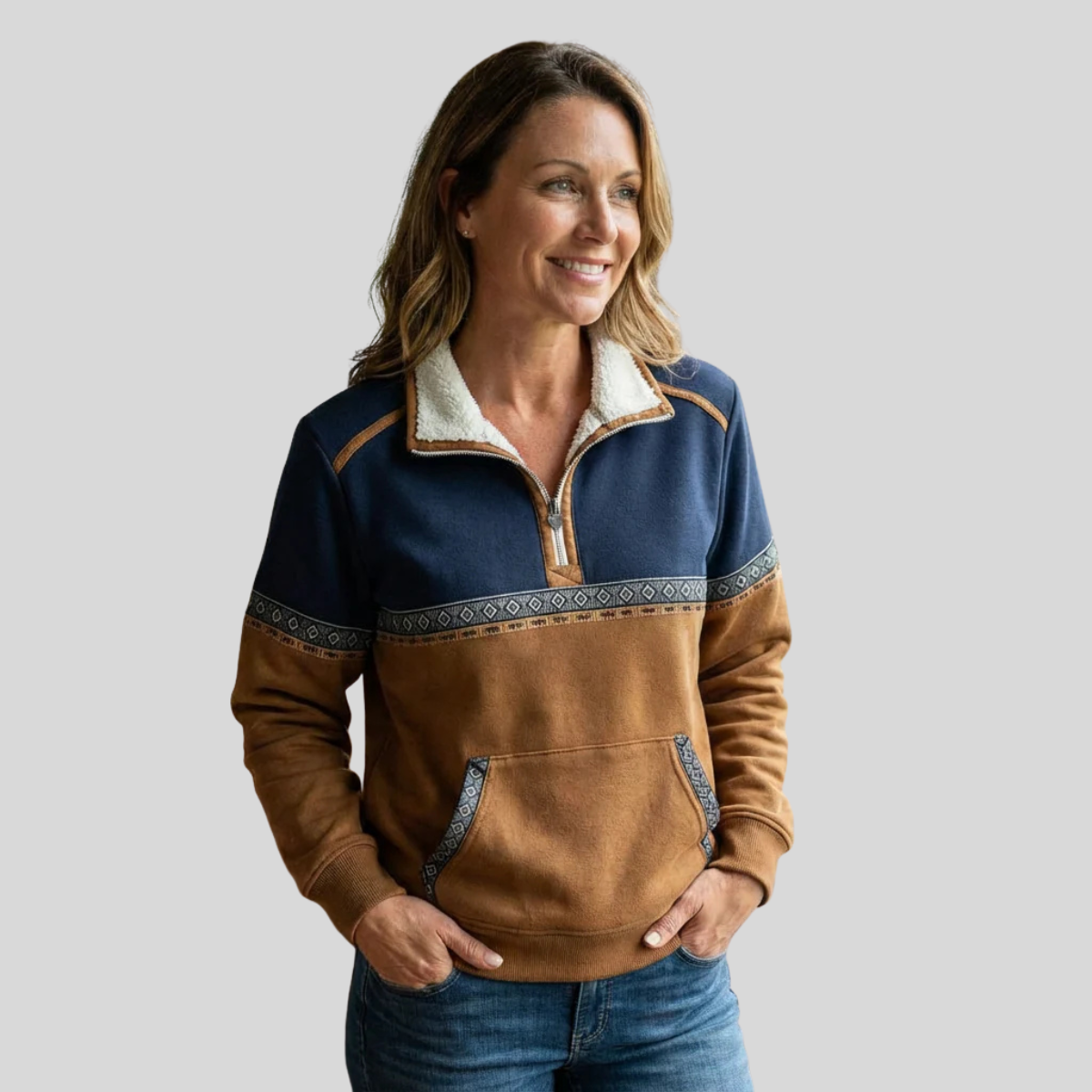 Ismay | Sherpa Kraag Half-Zip Pullover