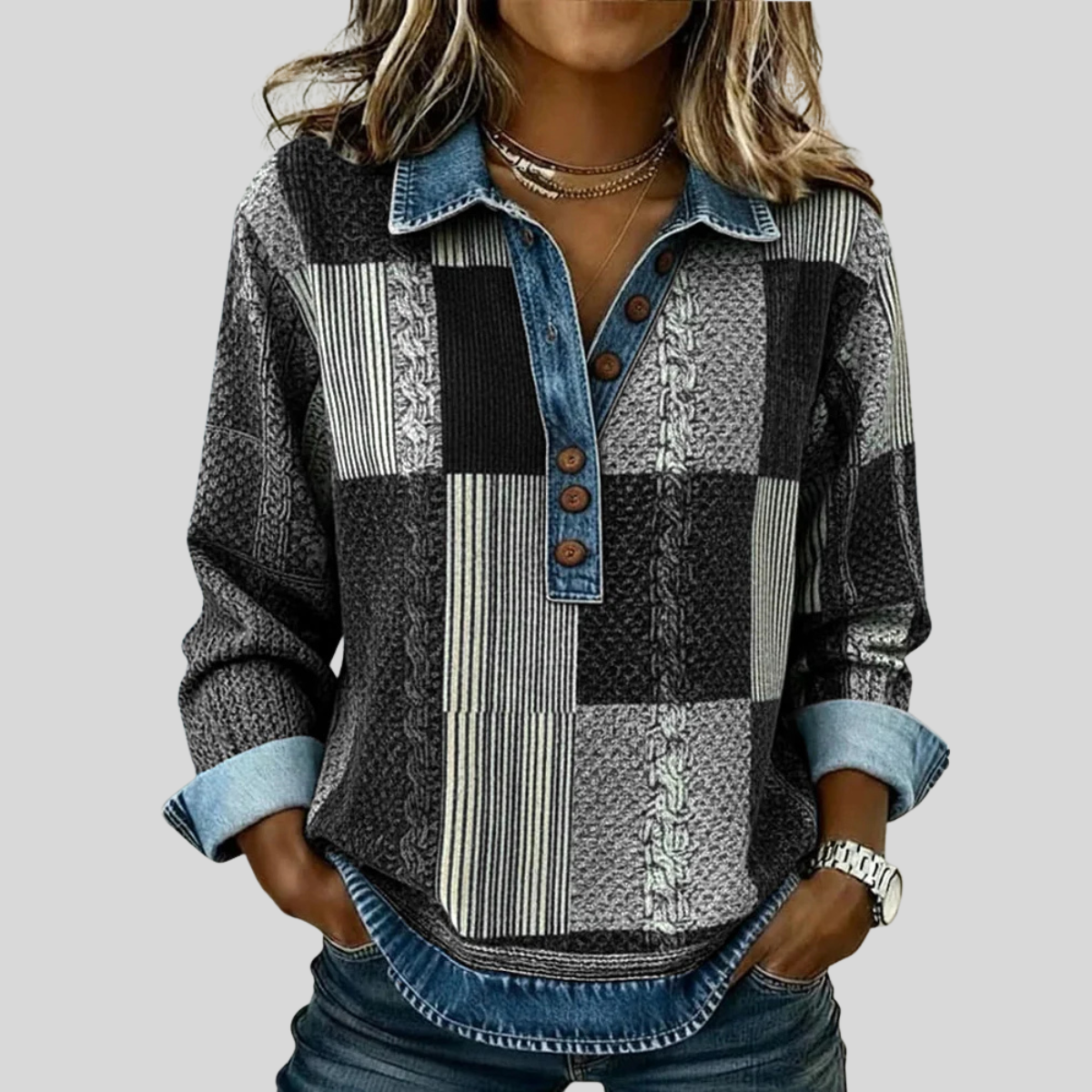 Meridell™ | Kleurblok Print Sweatshirt