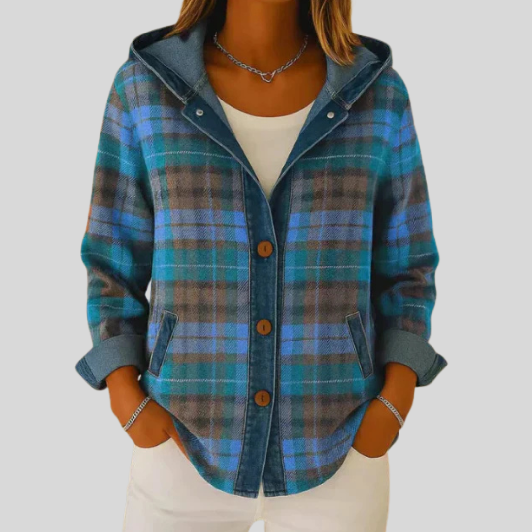 Hildred™ | Geruite Hooded Shacket