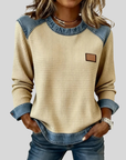 Delancine™ | Patchwork Ontwerp Waffle Sweatshirt