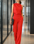Mare | Mouwloze Jumpsuit Met Wijde Pijpen