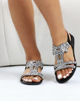 Melánia – kristalversierde glanzende orthopedische sandalen