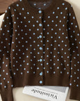 Gesine | Gebreid vest met polkadots en ronde halslijn