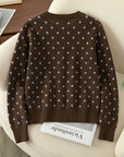 Gesine | Gebreid vest met polkadots en ronde halslijn