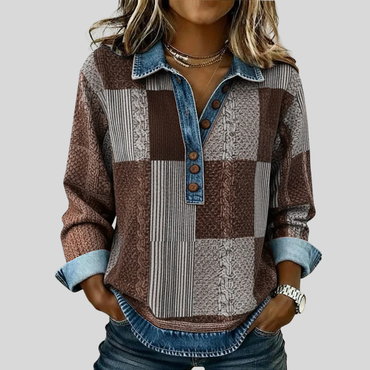 Meridell™ | Kleurblok Print Sweatshirt
