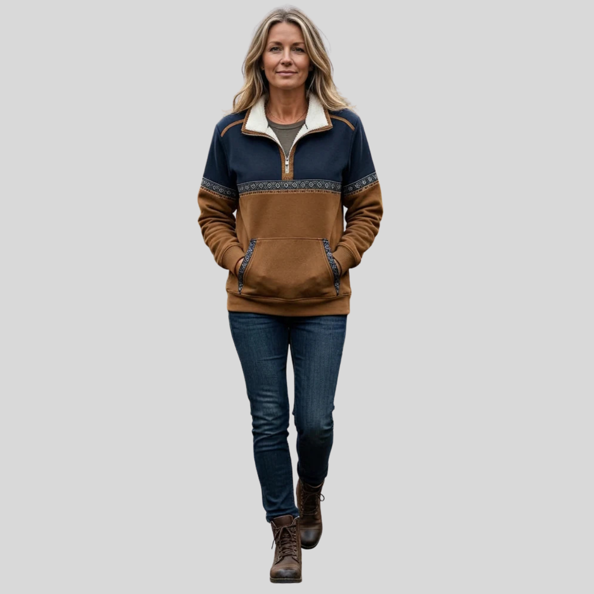Ismay | Sherpa Kraag Half-Zip Pullover