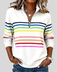 Prismette™ | Kleurrijke Gestreepte Half-Zip Sweatshirt