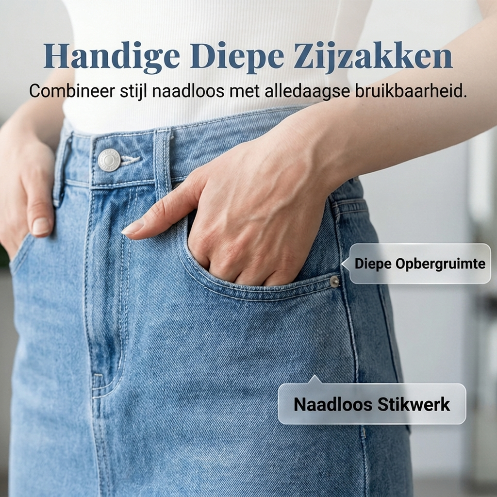 Cyrieke | Denim Rok met Kanten Zoom
