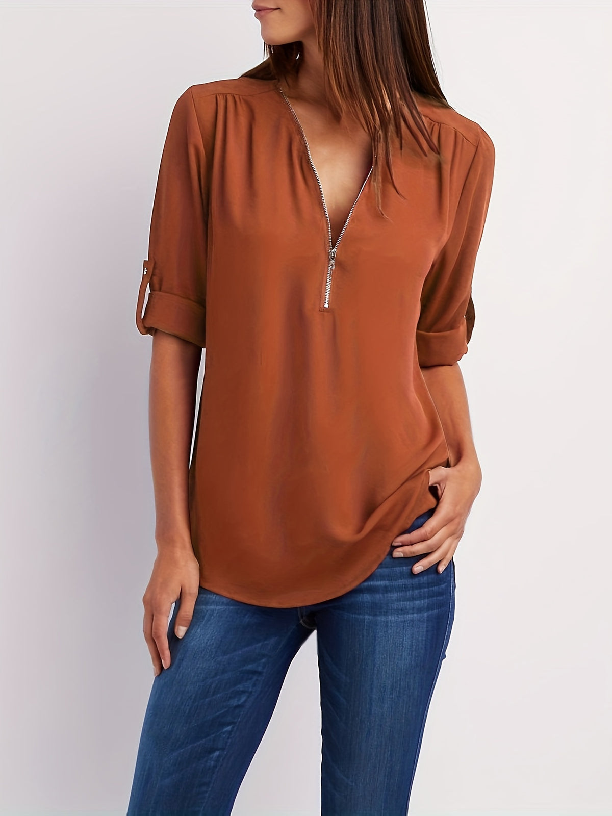 Silja | Blouse met Ritssluiting