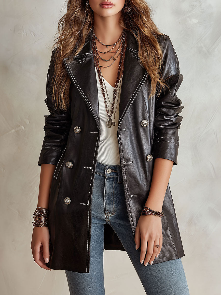 Svea | Vintage-stijl Zwarte Leren Jas