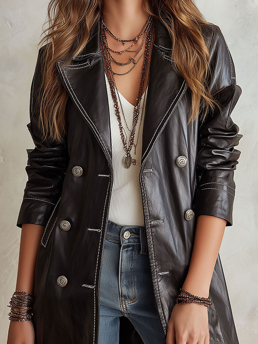 Svea | Vintage-stijl Zwarte Leren Jas