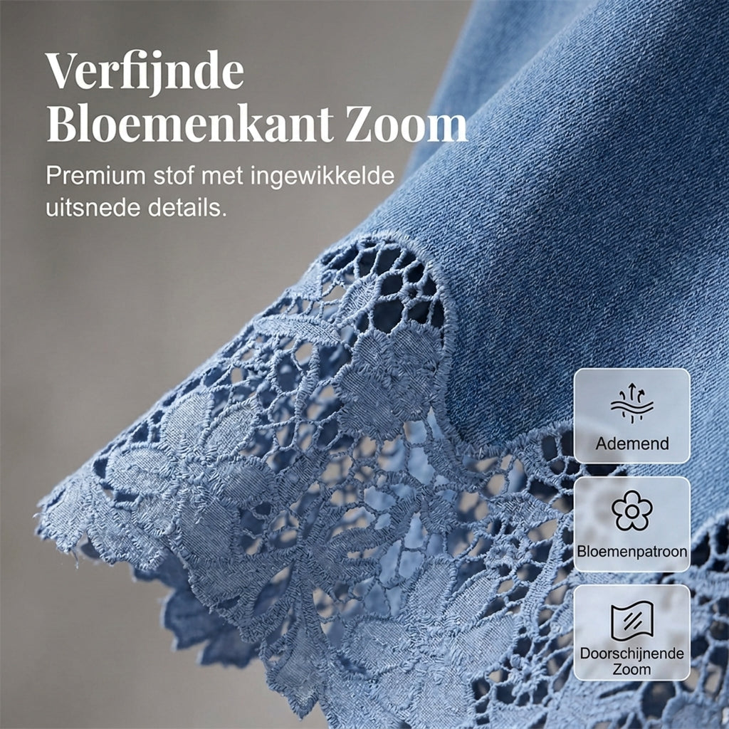 Cyrieke | Denim Rok met Kanten Zoom