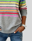 Prismette™ | Kleurrijke Gestreepte Half-Zip Sweatshirt