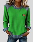 Delancine™ | Patchwork Ontwerp Waffle Sweatshirt