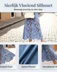 Cyrieke | Denim Rok met Kanten Zoom