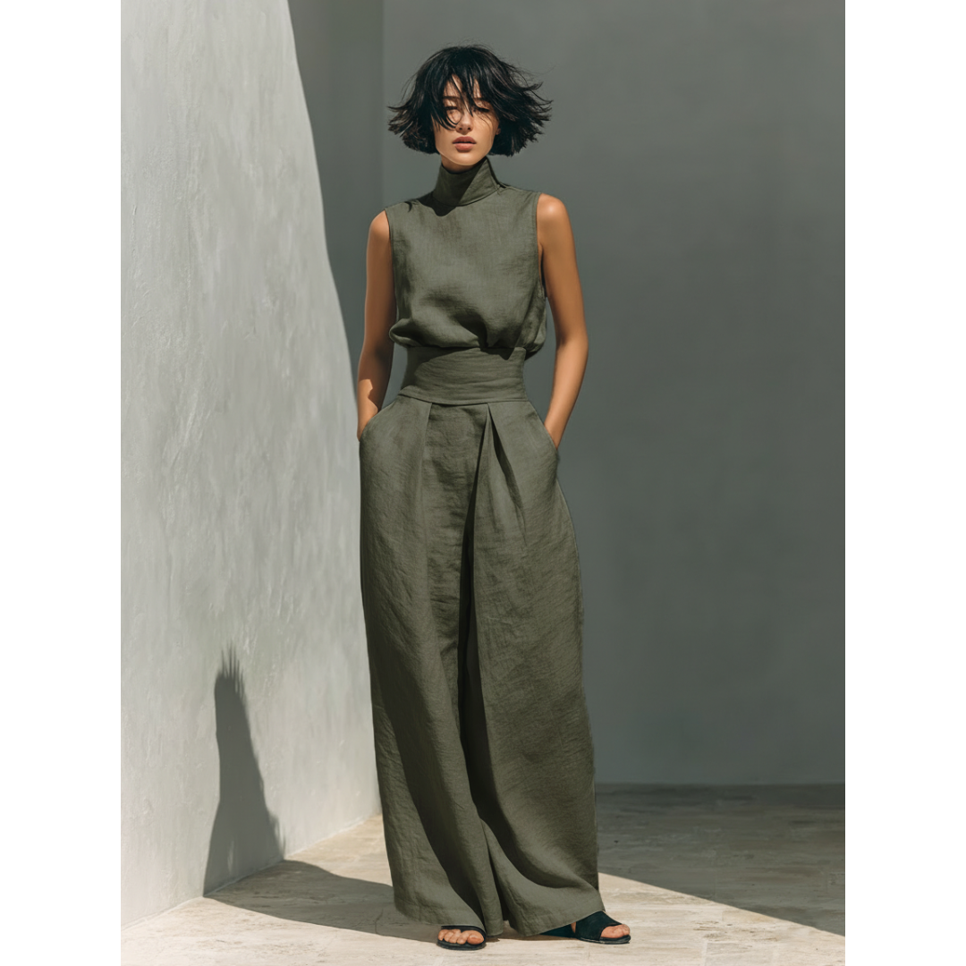 Maria | Katoen-Linnen Set met Tanktop en Broek