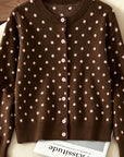 Gesine | Gebreid vest met polkadots en ronde halslijn