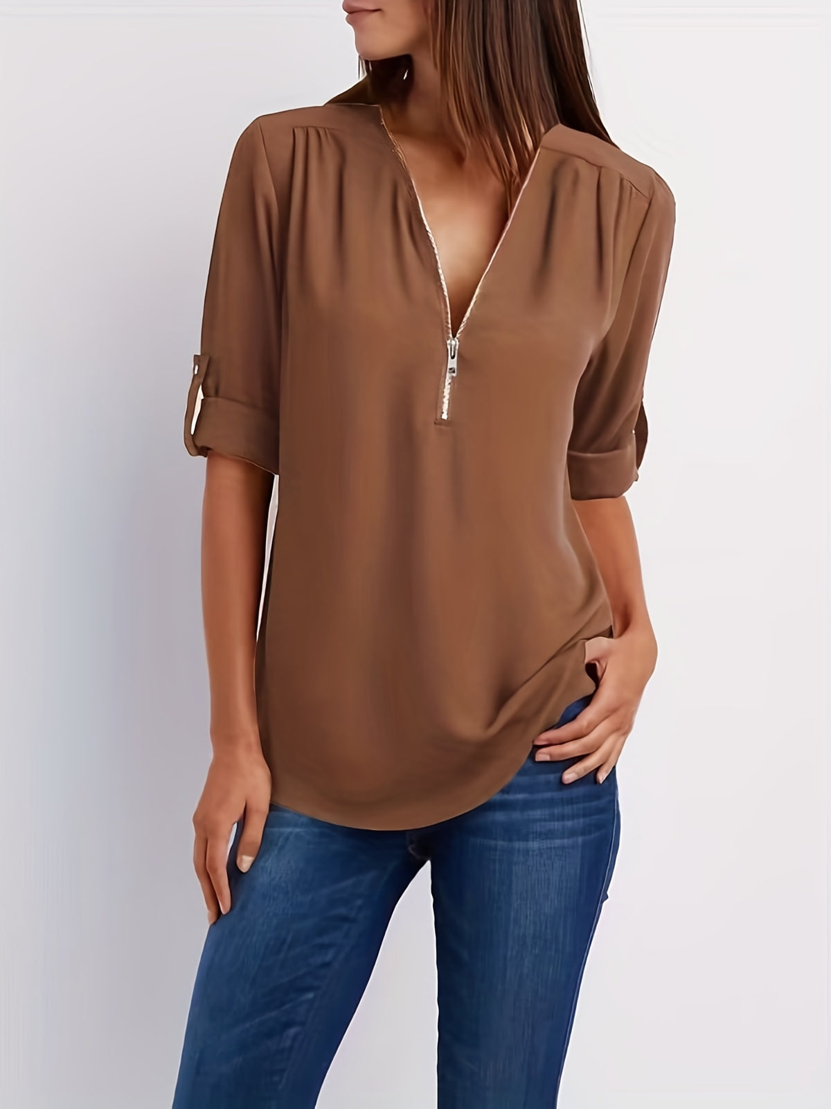 Silja | Blouse met Ritssluiting
