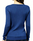 Stina | Gebreid V-hals shirt met medium stretch