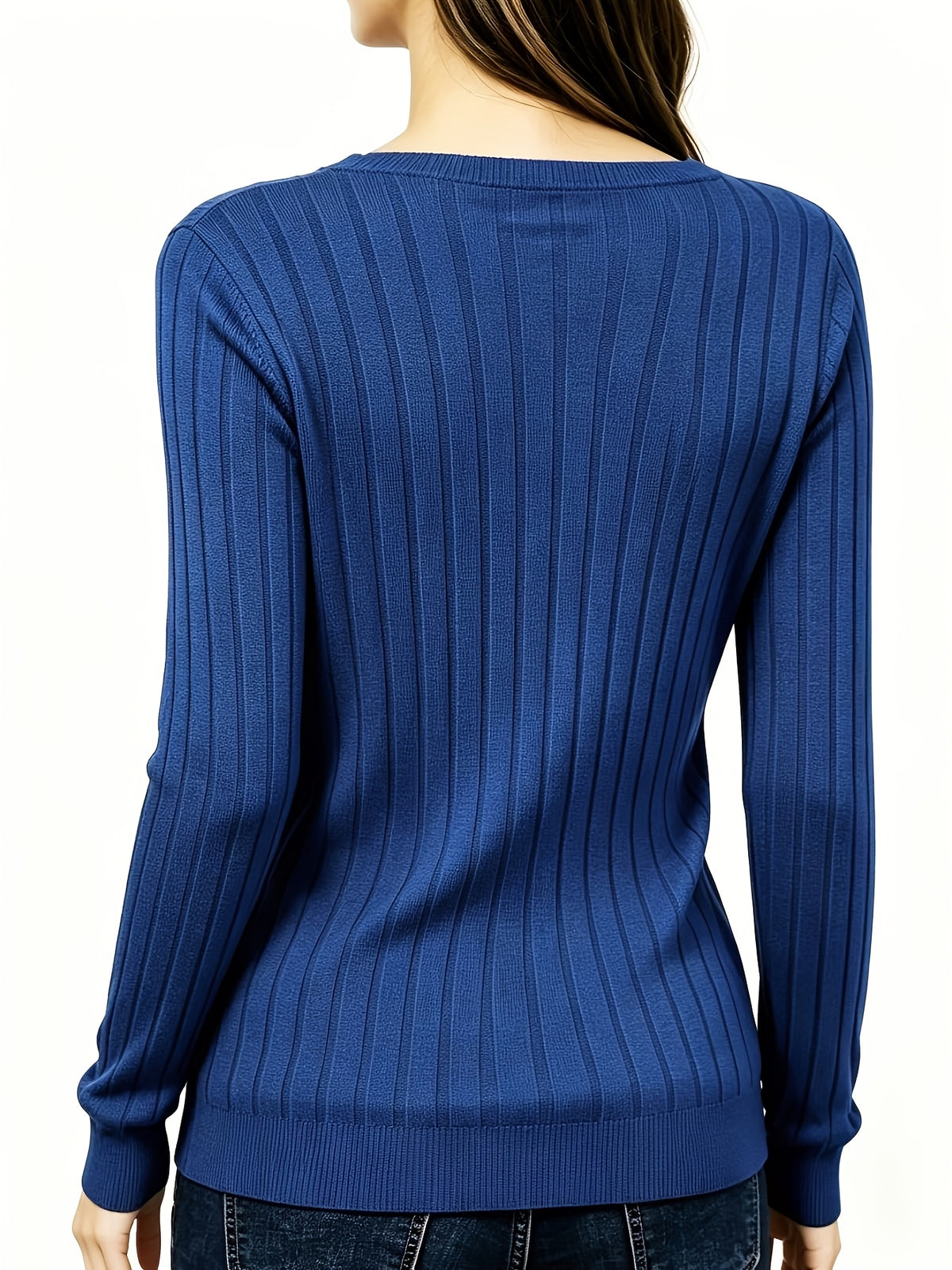 Stina | Gebreid V-hals shirt met medium stretch