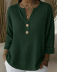 Lucía | T-shirt Henley met Gewafelde Textuur en Knopen