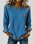Delancine™ | Patchwork Ontwerp Waffle Sweatshirt