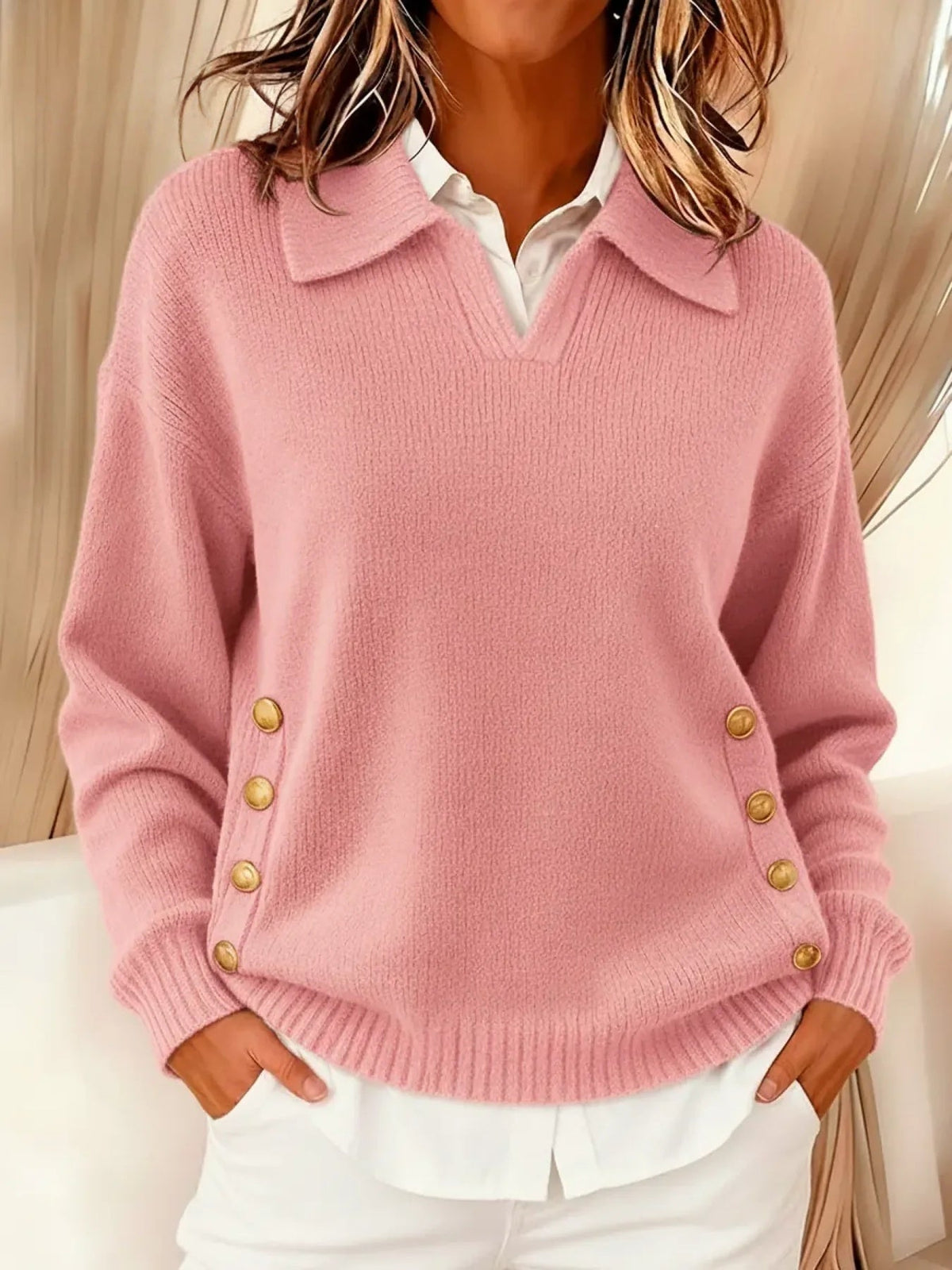 Vicenta | Trui met Polokraag en Knopen