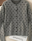 Gesine | Gebreid vest met polkadots en ronde halslijn
