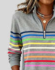 Prismette™ | Kleurrijke Gestreepte Half-Zip Sweatshirt