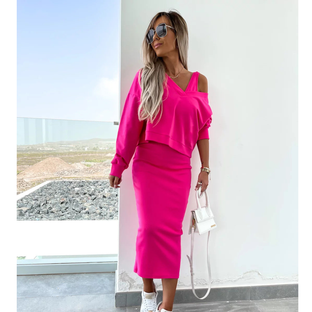 Senna | Set met Cold-Shoulder top &amp; Midi-Rok
