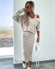 Senna | Set met Cold-Shoulder top & Midi-Rok