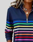 Prismette™ | Kleurrijke Gestreepte Half-Zip Sweatshirt