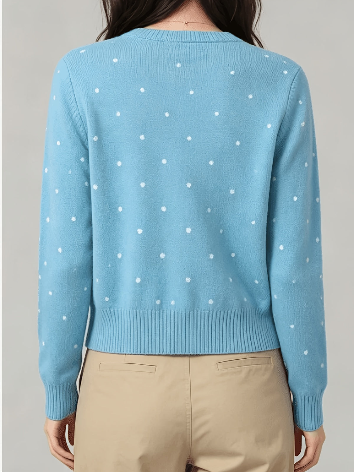 Gesine | Gebreid vest met polkadots en ronde halslijn