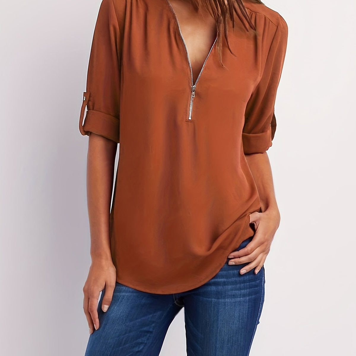Silja | Blouse met Ritssluiting
