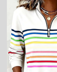 Prismette™ | Kleurrijke Gestreepte Half-Zip Sweatshirt